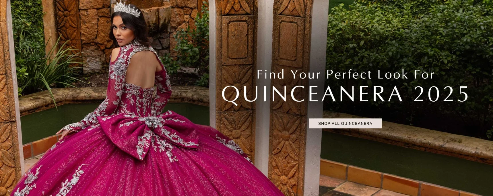 Model wearing a green prom dress