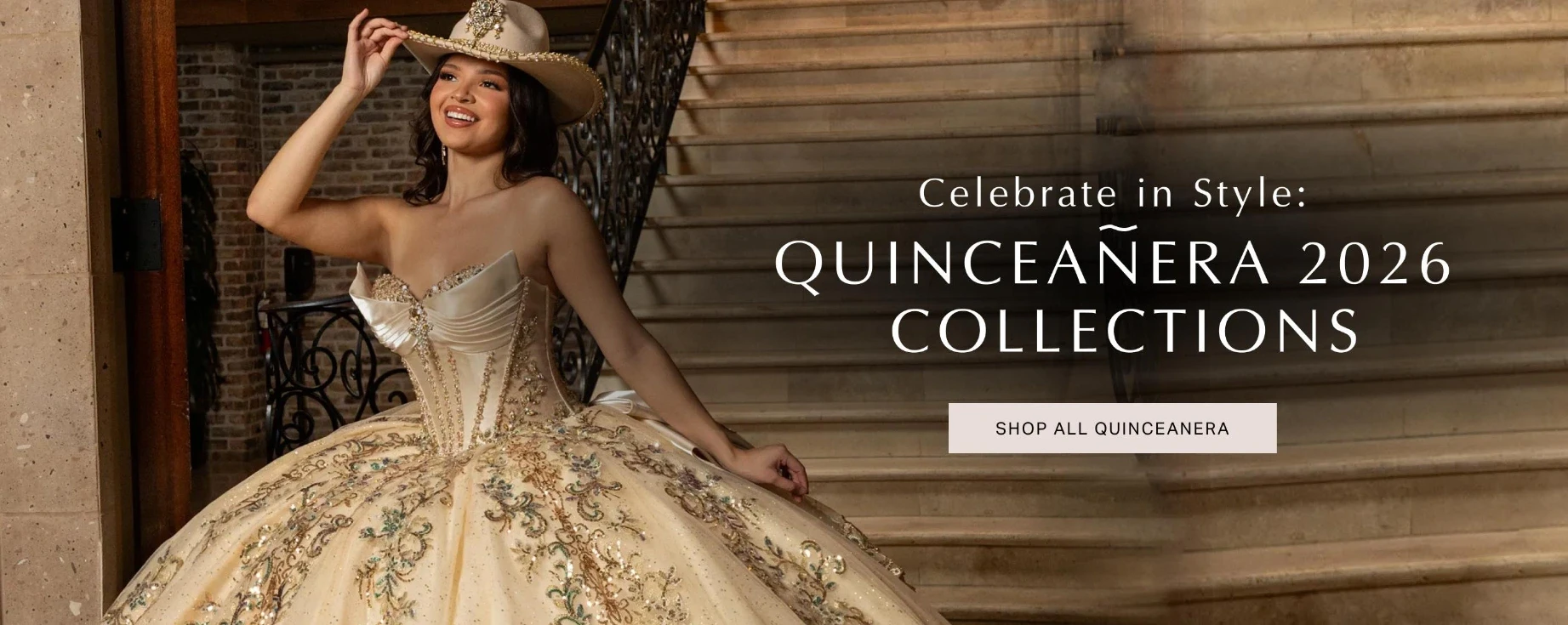 Model wearing a green prom dress