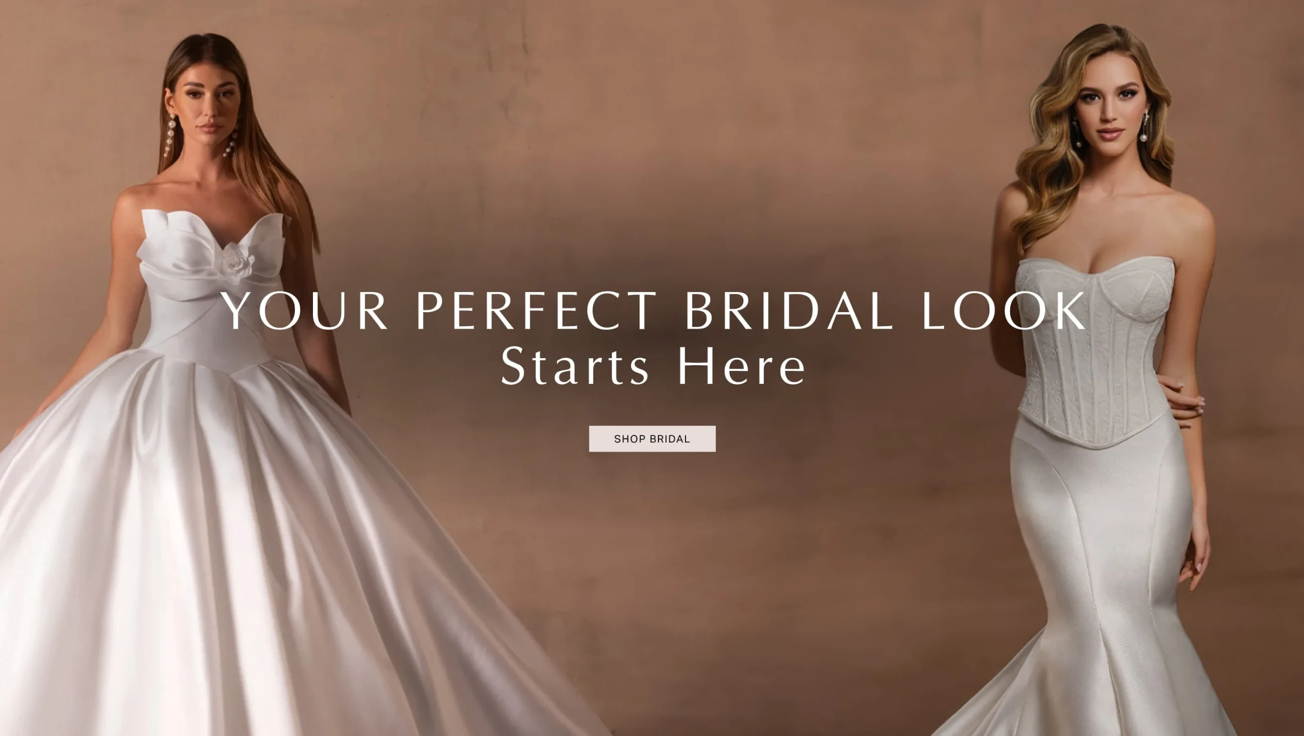 Models wearing Martin Thornburg MT8104MKD and Rachel Allan RB6175, bridal desktop banner