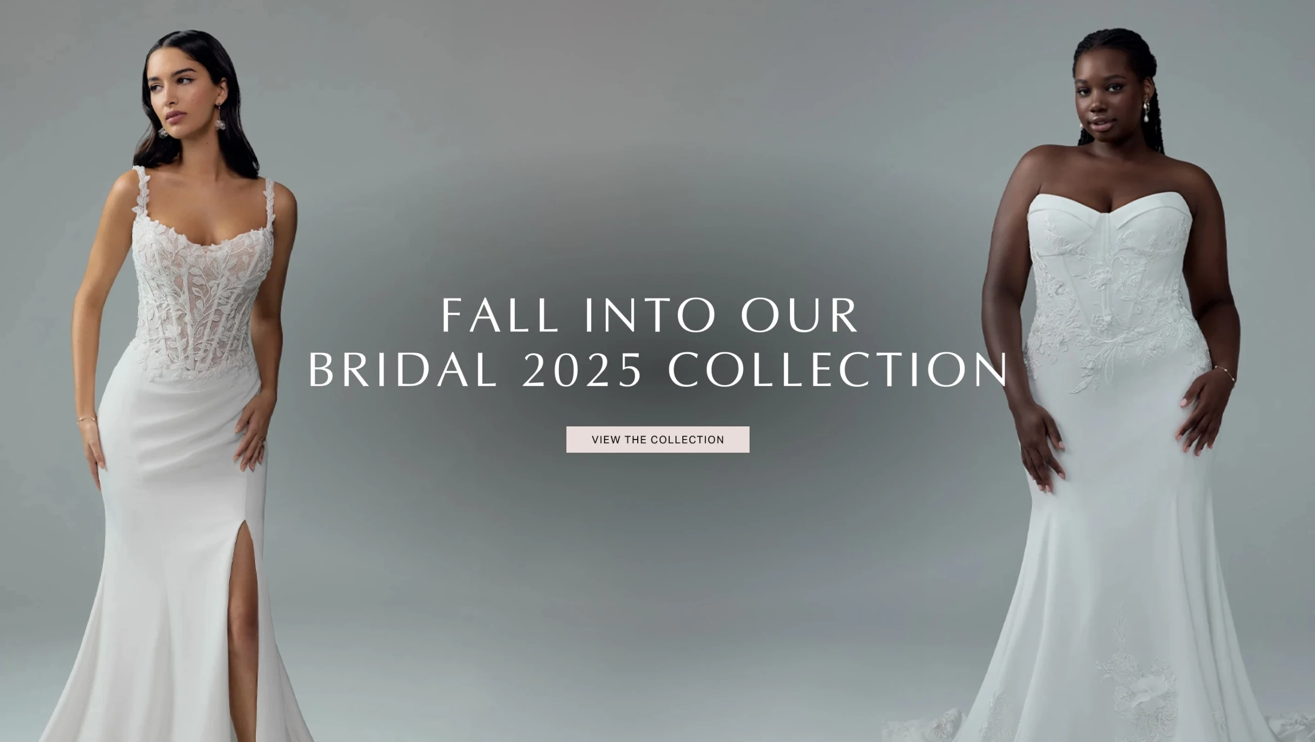 Models wearing Sophia Tolli Y3205SB and Y3203 gowns, bridal desktop banner